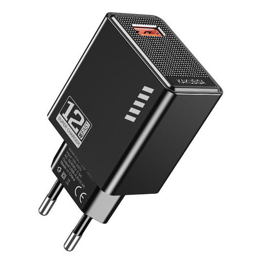 Kakusiga Φορτιστής Χωρίς Καλώδιο με Θύρα USB-A 12W Μαύρος (KSC-1235)