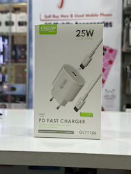 Green Lyca GL71146 Αντάπτορας 25W με Καλώδιο USB-C - USB-C Green Lyca GL71146 Αντάπτορας 25W με Καλώδιο USB-C - USB-C