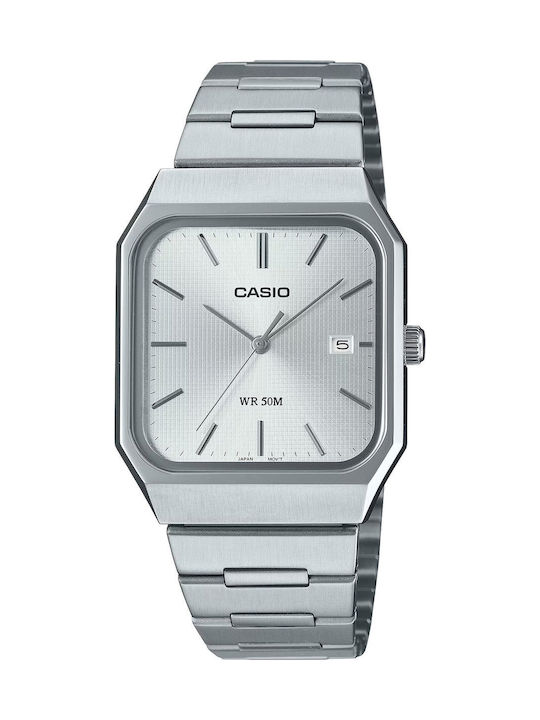 Casio Ανδρικό Ρολόι 33mm Μπαταρίας με Ασημί Ατσ...