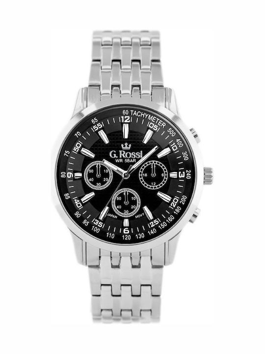 G.Rossi Мъжки Часовник 42mm На Батерия със Сребриста Метална Гривна