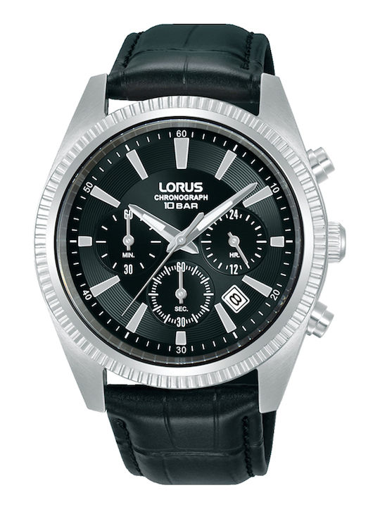 Lorus Sports Men's Watch 42mm Chronograph Battery with Black Leather Strap