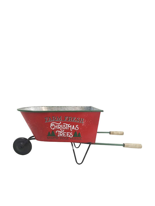 Artekko Xmas Planter Κόκκινο Μεταλλικό Διακοσμητικό Καρότσι 69x25x28 Cm