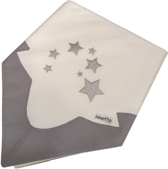 Ninetta Bebe Pânză de Înfășat Piqué Gray Stars Gri 90x90εκ.