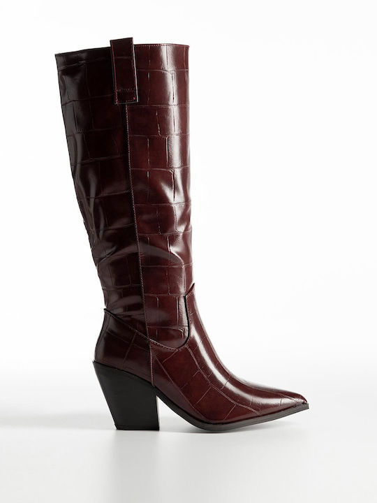 Bozikis Damenstiefel mit hohem Absatz Burgundisch