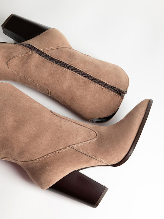 Bozikis Suede Γυναικείες Μπότες με Ψηλό Τακούνι...