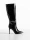 Damenstiefel aus Lackleder mit hohem Absatz Schwarz