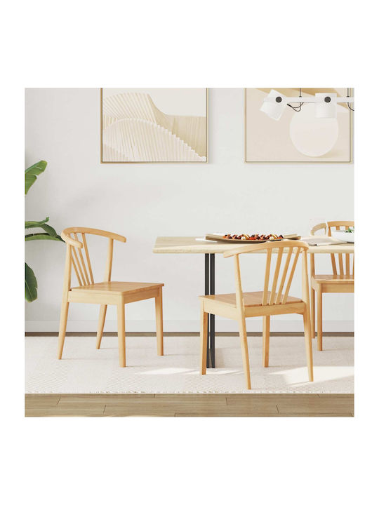 Dining Room Wooden Chair Natural Pure Rubber 50.5x61x80.5cm 2pcs