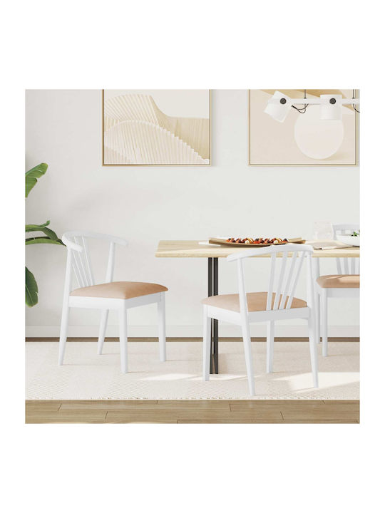 Dining Room Wooden Chair White and Brown 50.5x61x80.5cm 2pcs