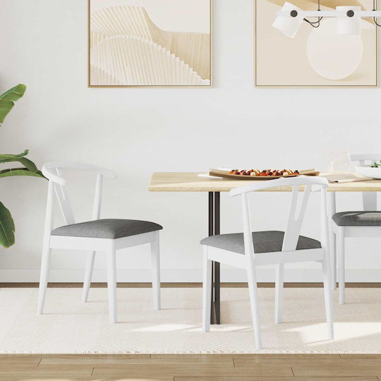 Dining Room Wooden Chair White and Grey 50.5x61x80.5cm 2pcs