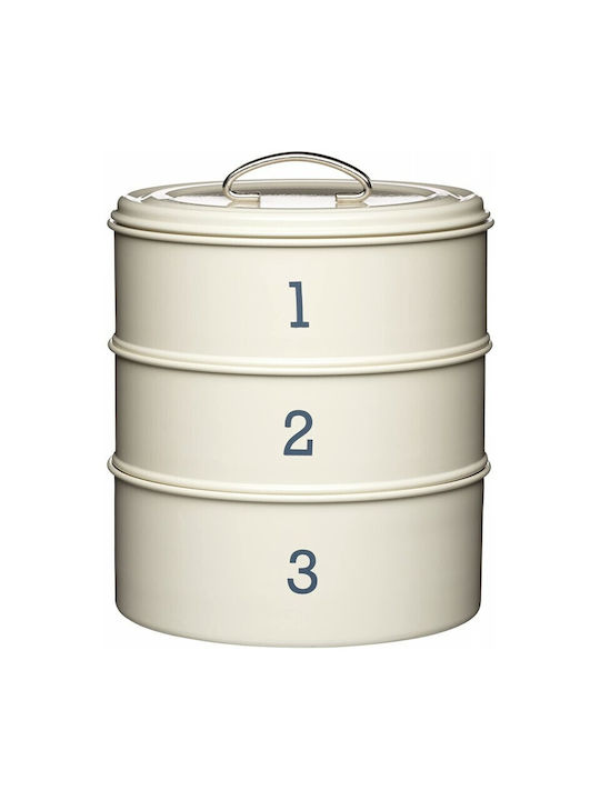 Kitchen Craft Set of 3pcs Jars General Use with Lid Glass White