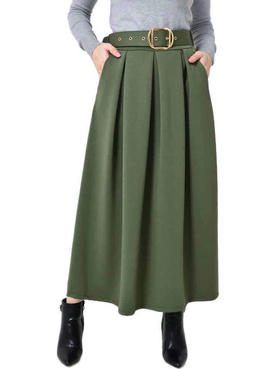 Potre С висока талия Midi Пола Khaki