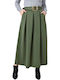 High-waisted Midi Skirt Khaki