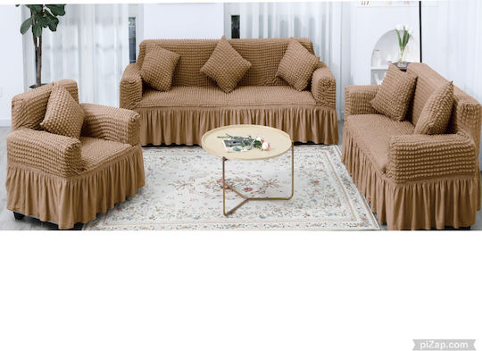 Elastische Abdeckung für Wohnzimmerset Brown 3Stück 244-456