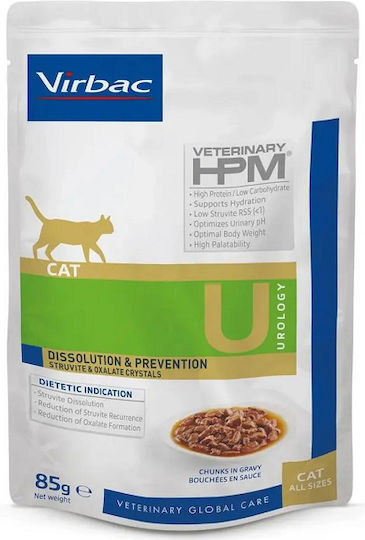Virbac Urology Dissolution Prevention Nassfutter für Katzen in Beutel mit Meat 12x85gr