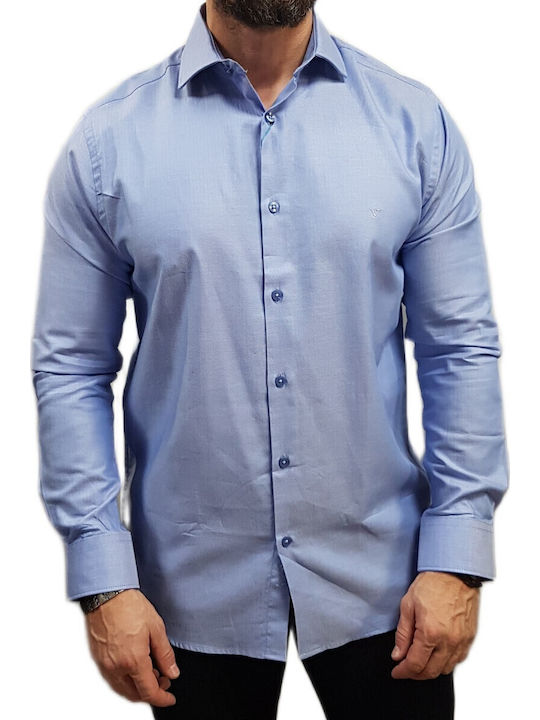 Long Sleeve Cotton Shirt in Regular Fit Light Blue