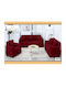 My Home Luxury Set of Elastic Sofa Covers Red 3pcs PP-321RD