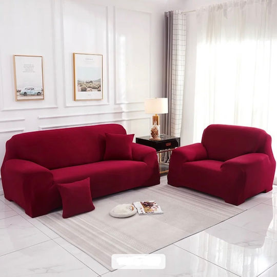 My Home Luxury Σετ Ελαστικά Καλύμματα Σαλονιού Μπορντό 3τμχ