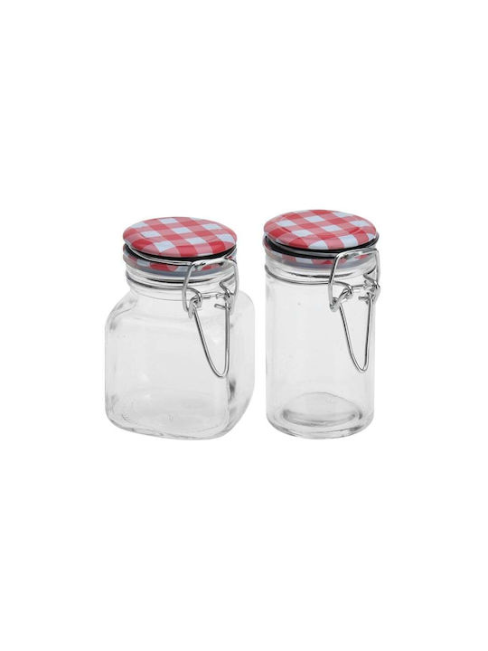 Excellent Houseware Set 2Stück Gläser Allgemeine Verwendung mit Deckel Glas Rot 90ml