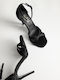 Gin Stoff Sandalen Schwarz
