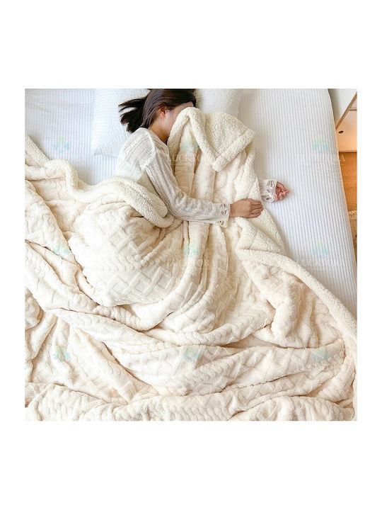 Lucktora Sherpa Blanket Single 160x220cm White