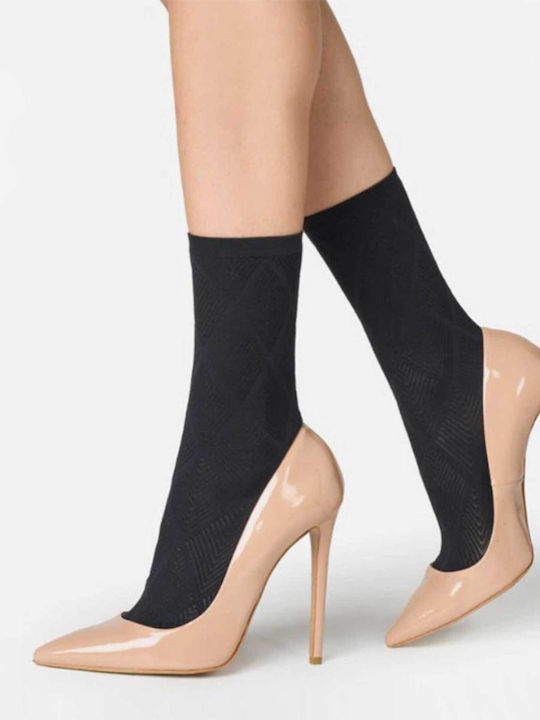 Women's Socks Opaque Nero with Print