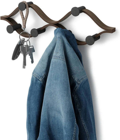 Umbra Wall Hanger Wooden 6 Hooks Black 51x15x6cm