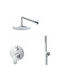 Cora Built-in Mixer, Diverter, Hand Shower & Supply Set for Shower 2 Exits Silver