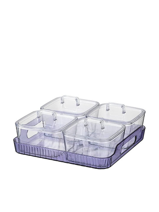Dream House Plastic Dessert Divided Serving Plate Transparent Ø22cmxY21.5cm 7.5x22x21.5cm