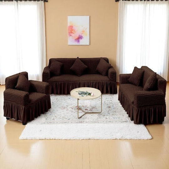 To megalo pazari Set de Huse Elastice pentru Canapea Maro 3buc TMP-4593