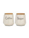 Nava Terrestrial Set 2 Pieces Porcelain Coffee Sugar Tea Jars with Lid Beige 650ml