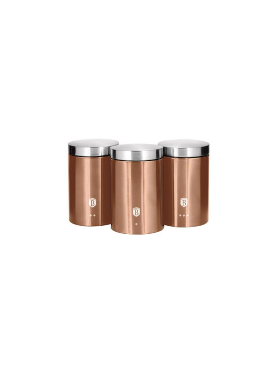 Berlinger Haus Set of 3 Jars for Coffee Sugar Tea with Metallic Brown Lid 11x17.8cm