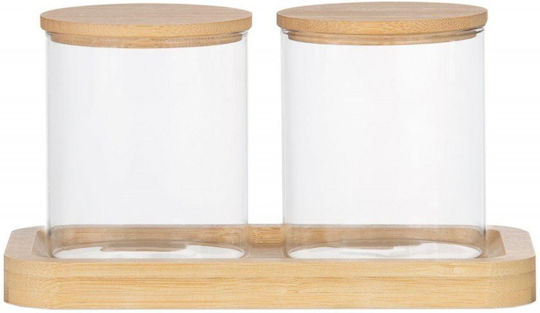 Andrea House Set of 3 General Use Vases with Lid and Plastic Stand White 11x10x20cm 3 Pieces