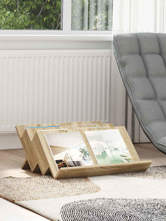vidaXL Wooden Magazine Rack Brown 53x28.5x65cm