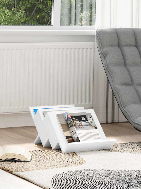 vidaXL Wooden Magazine Rack White 40x28.5x53cm