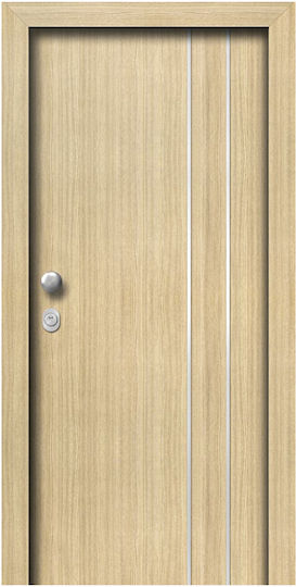 Sicherheitstür mit Laminat-Verkleidung 2 Inox Vertikal Kataskevastikh