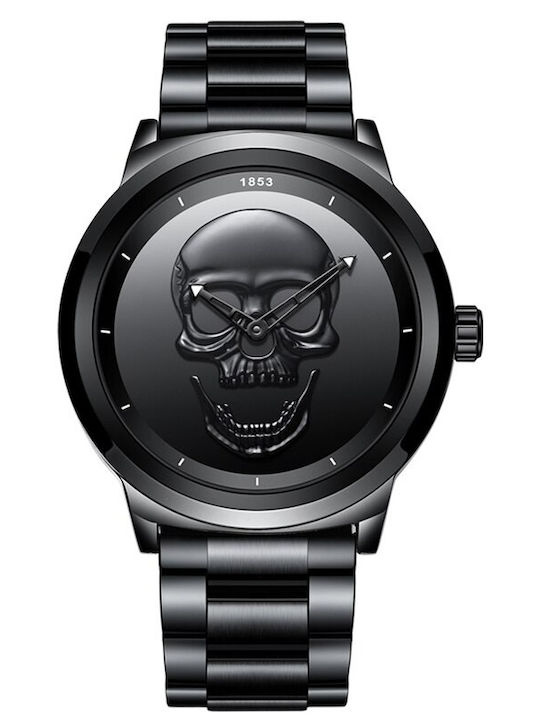 Lige Мъжки Часовник 44mm На Батерия с Черна Метална Гривна