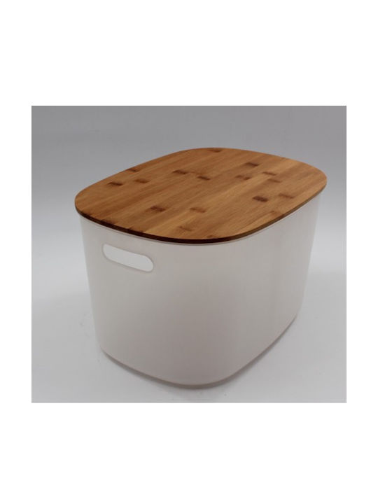 Dream House Decorative Bamboo Basket with Cap White 38.5x29x22.5cm