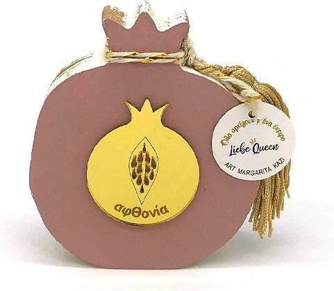 LiebeQueen Handmade Lucky Charm Pomegranate Gold made of Wood 1pcs