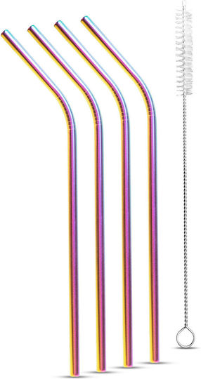 Regenbogen Titanium Edelstahl Strohhalme Set 215 X 6 Mm 5 Stücke