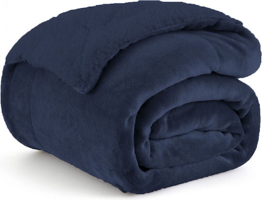 Ehome Κουβέρτα Fleece Υπέρδιπλη 220x240εκ. Μπλε