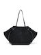 Leather Women's Shopper Bag Suede Black
