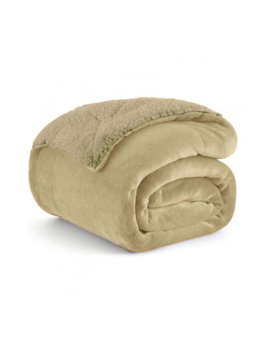Ehome Fleece Decke Übergröße 220x240cm Beigefarbe