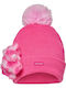 Lil Bear Puff Beanie Unisex Fleece Beanie Knitted in Pink color