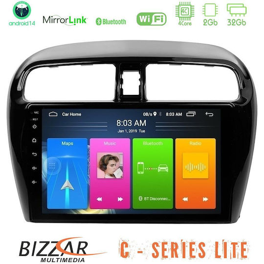 Bizzar Ηχοσύστημα Αυτοκινήτου για Mitsubishi Space Star 2013-2016 (Bluetooth/USB/AUX/WiFi/GPS/Apple-Carplay/Android-Auto) με Οθόνη Αφής 9"