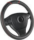 Automax Car Steering Wheel Cover with Diameter 37cm made of Leatherette Black with Black Stitching