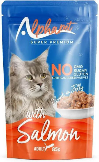 Alpha Pet Υγρή Τροφή για Ενήλικες Γάτες σε Φακελάκι με Σολομό χωρίς Γλουτένη 24x85gr