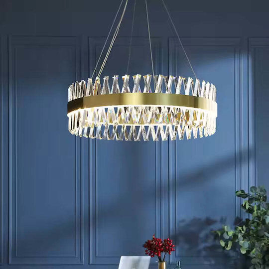 Alista Home Ρυθμιζόμενο Κρεμαστό Φωτιστικό Χρυσό LED με Φυσικό Λευκό Φως με Κρύσταλλα