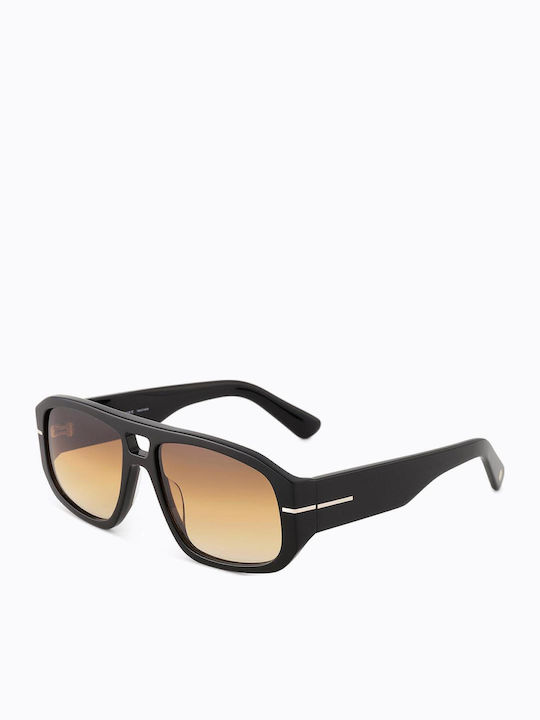 Carolina Lemke Sunglasses Μαύρα with Acetate Frame & Brown Lens