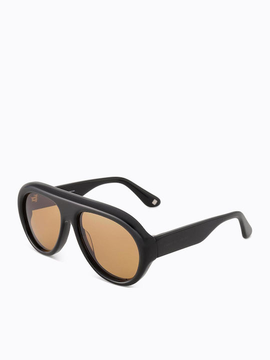 Carolina Lemke Sunglasses Μαύρα with Acetate Frame & Orange Lens