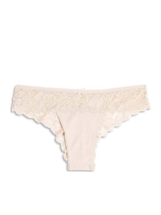 Cotonella Women's Brazil Seamless with Lace Ecru